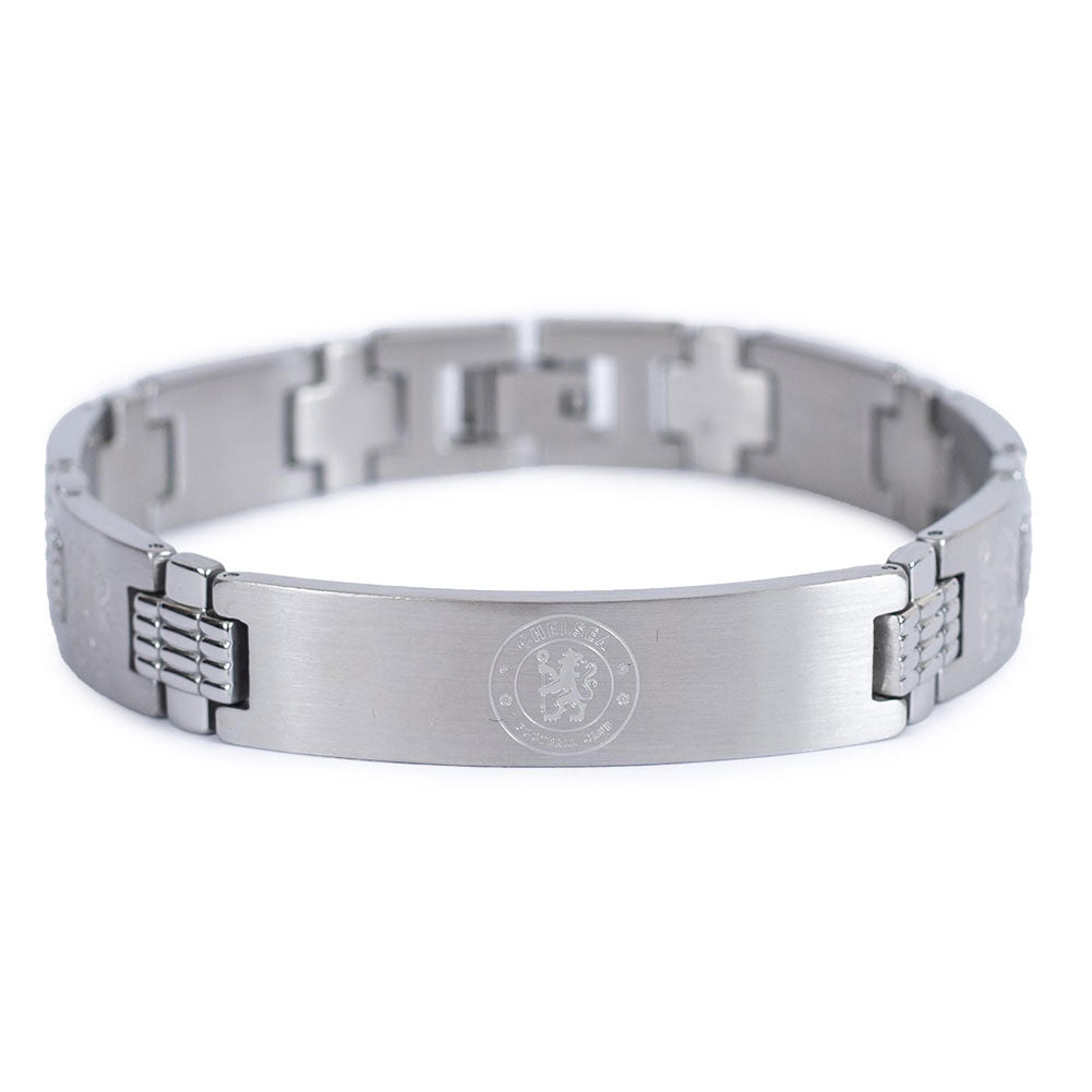 Chelsea Football Club Stainless Steel Lion - Engraved Link Bracelet for Fans