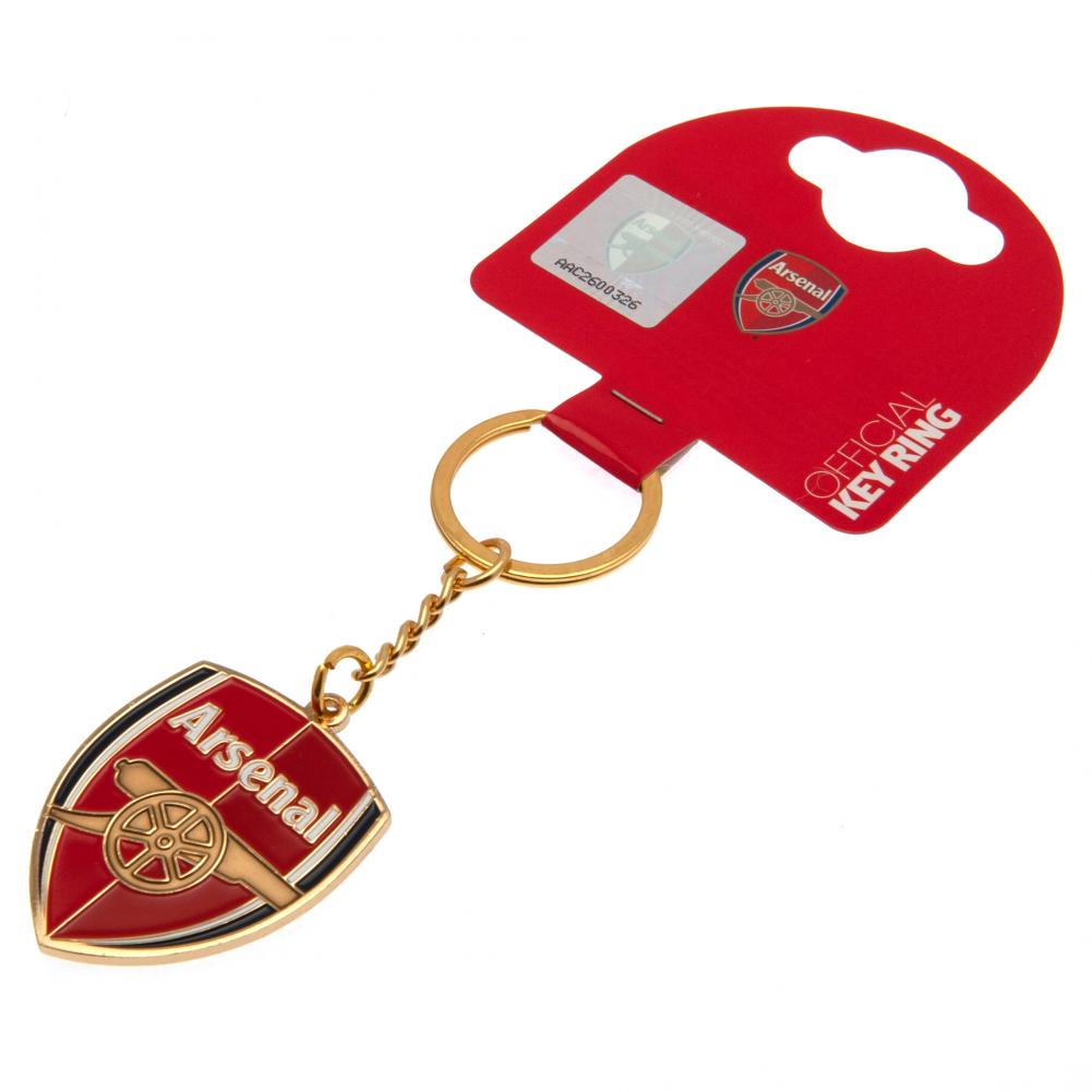 Authentic Arsenal FC Gold - Style Metal Crest Keyring