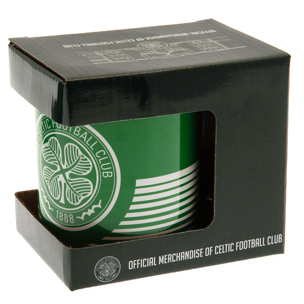 Green and White Celtic FC Linea Ceramic Coffee Mug with Club Crest
