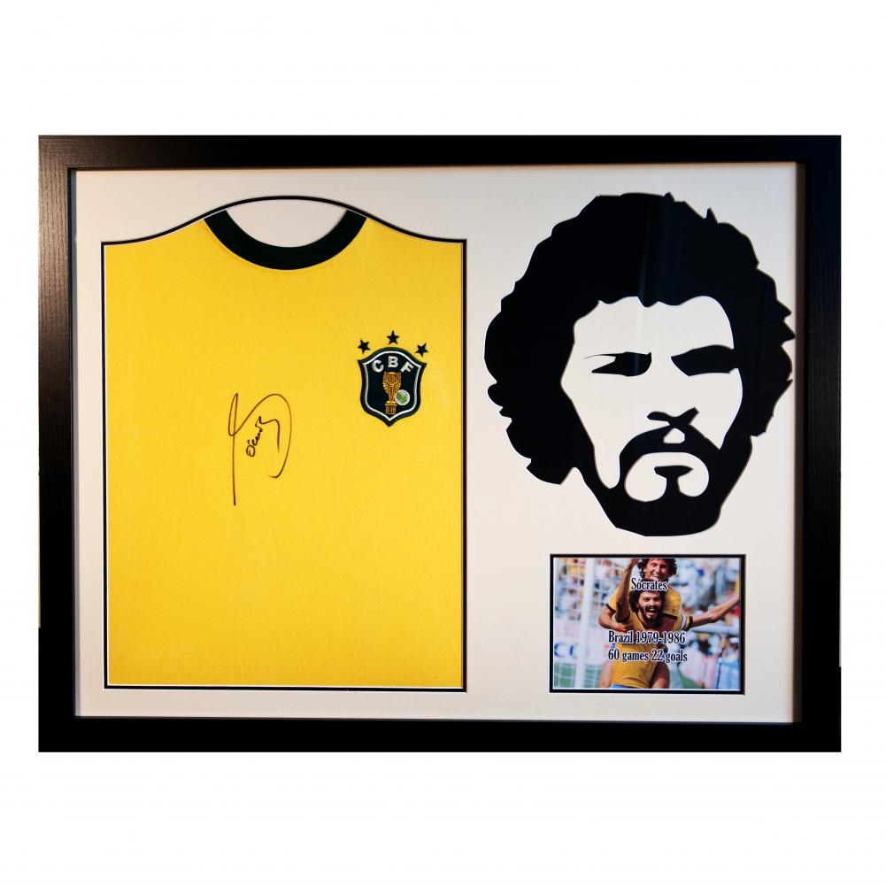 Authentic Framed Brazil Soccer Shirt Signed by Legendary Player Socrates