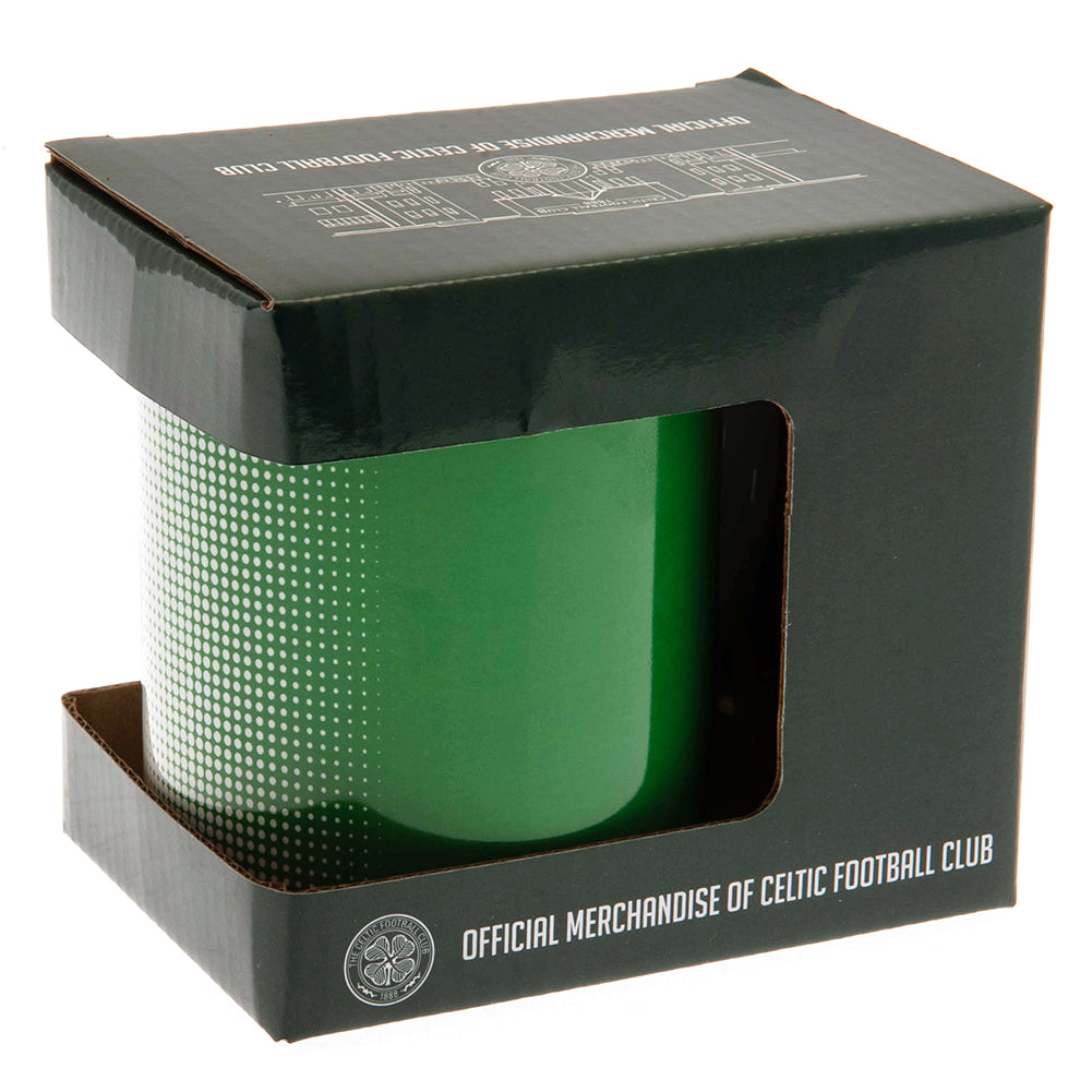 Celtic Football Club Green and White Halftone Design Ceramic Everyday Coffee Mug