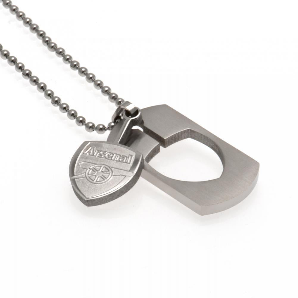 Arsenal Football Club Custom Cut - Out Crest Stainless Steel Dog Tag with Ball Chain for Pets