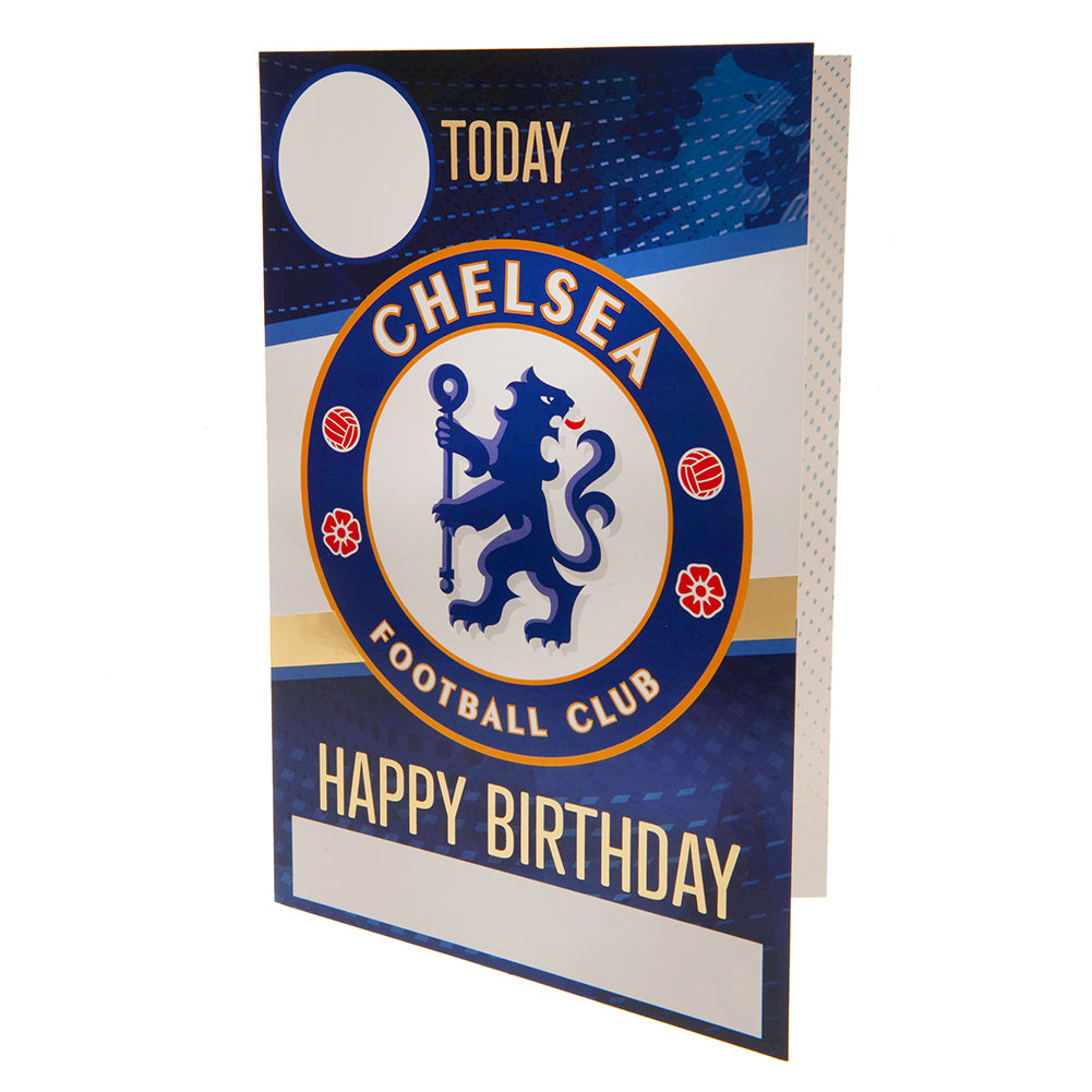 Chelsea FC Glossy Blue and White Birthday Card with Gold Stickers for Personalization