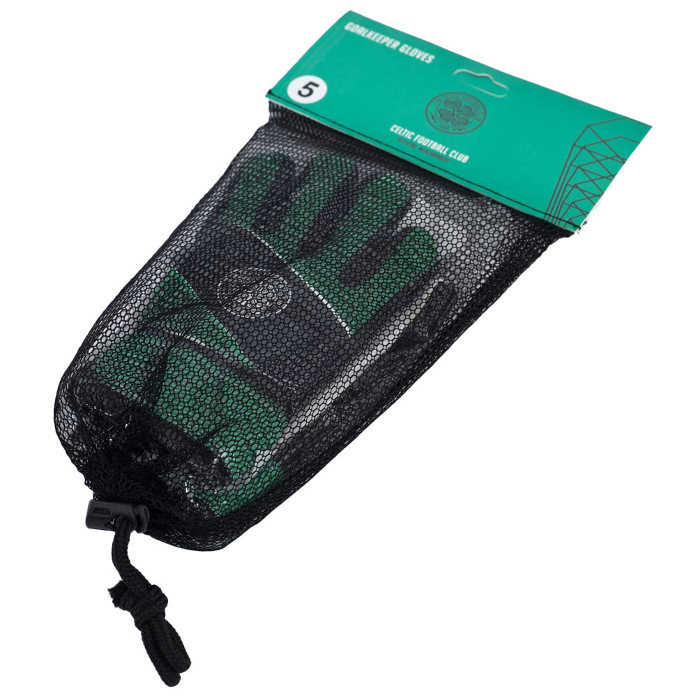 Kids' Celtic FC Fuse Goalkeeper Gloves with White Crest