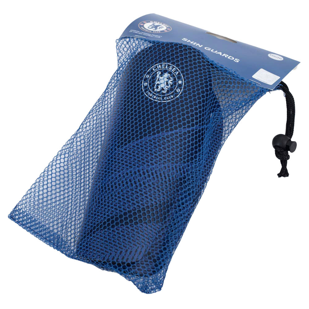 Youth Chelsea FC Blue Fuse Slip-in Shin Pads with White Crest