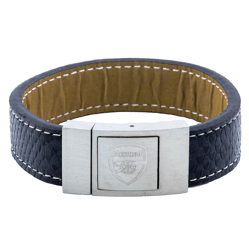 Authentic Arsenal FC Leather Bracelet with Crocodile Print and Crest