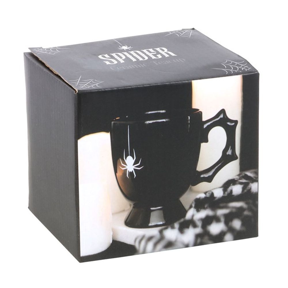 Gothic-Style Black Spider Decorated Teacup for Dark Soirées