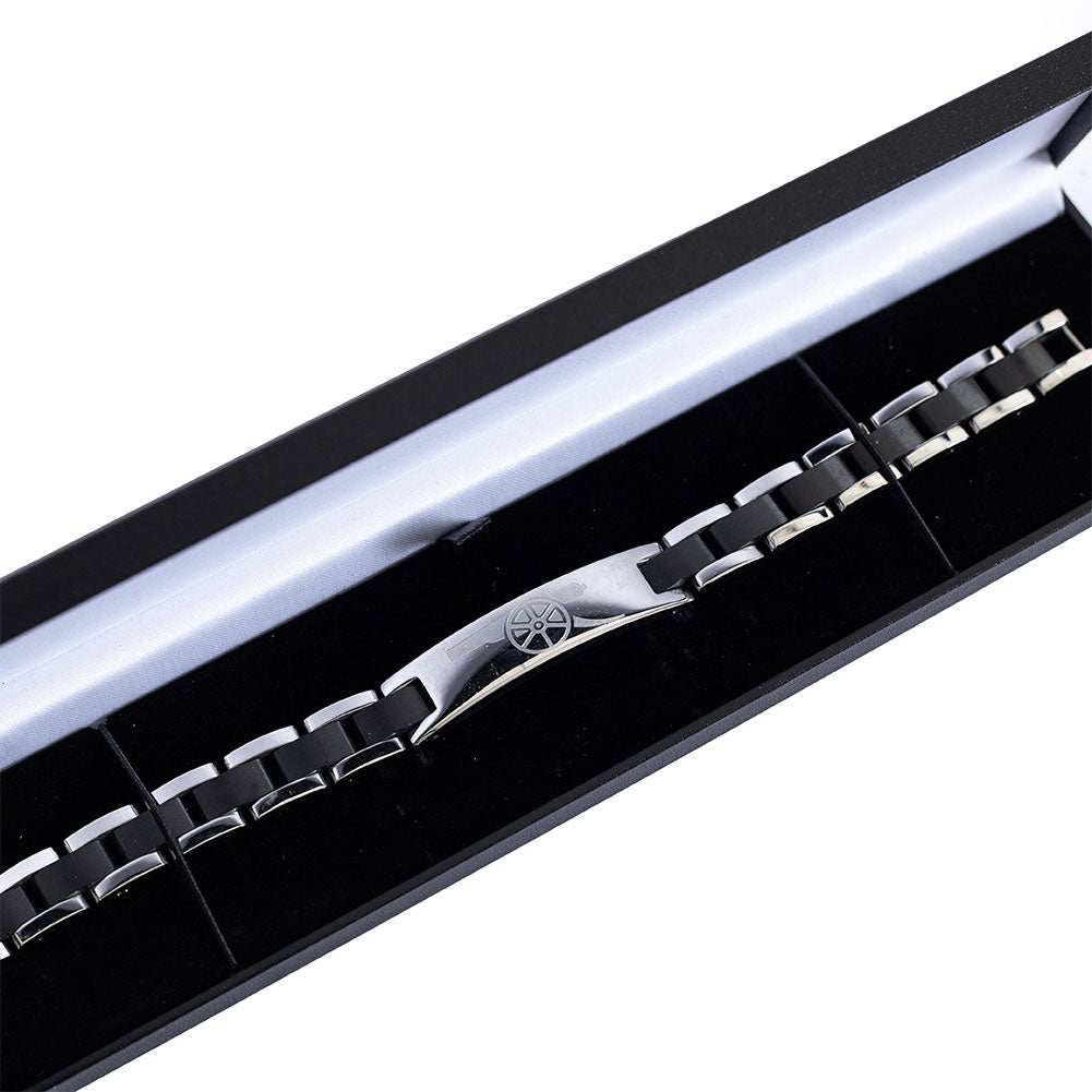 Stainless Steel Arsenal FC Black Inlay Link Bracelet for Fans
