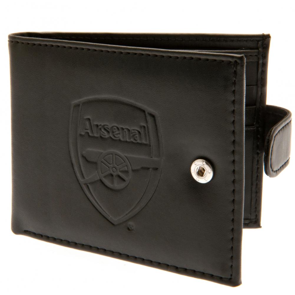 High - Quality Arsenal FC RFID - Protected Black Leather Wallet