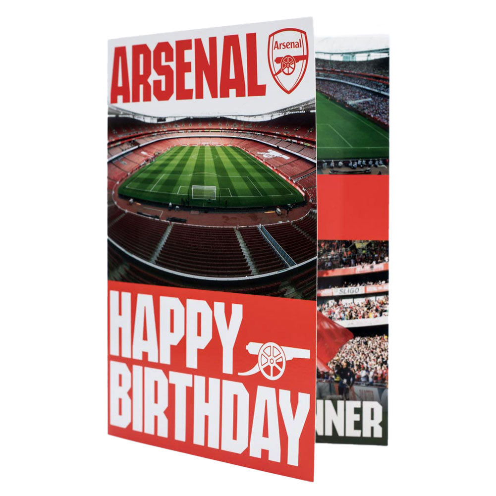 Arsenal FC Red Glossy Musical Birthday Card for True Gunners