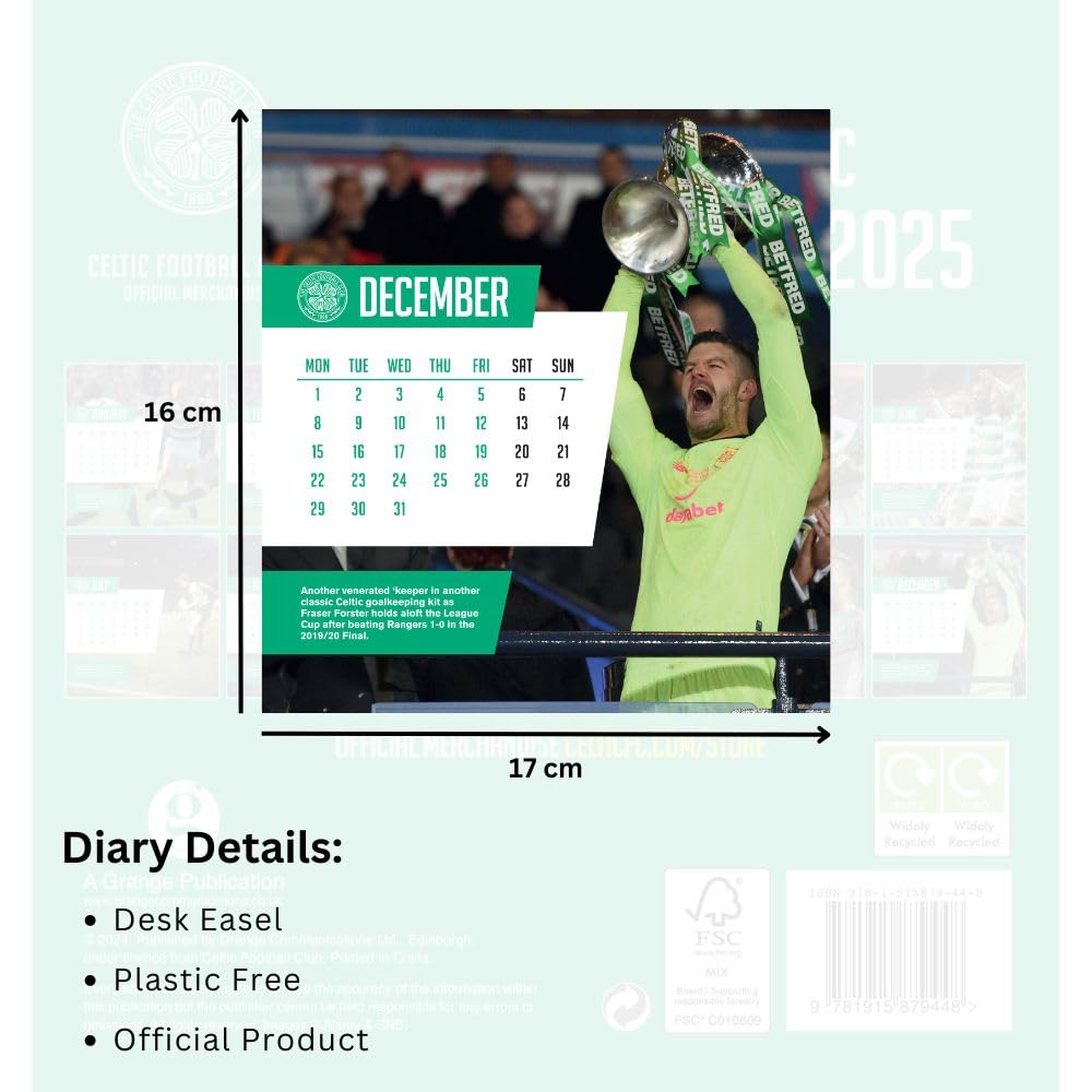2025 Celtic FC Desktop Easel Calendar with Favorite Players