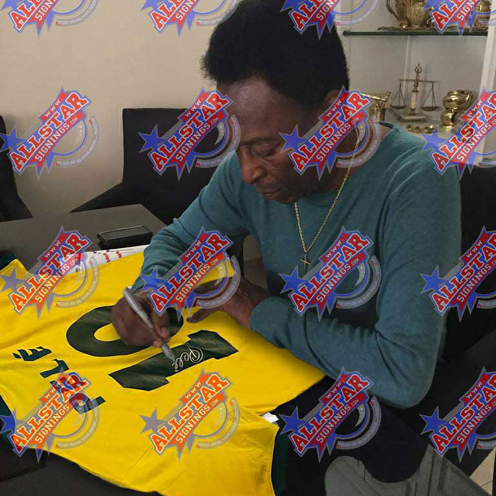 Authentic Brazil 1970 Football Shirt Hand - Signed by Legendary Pele