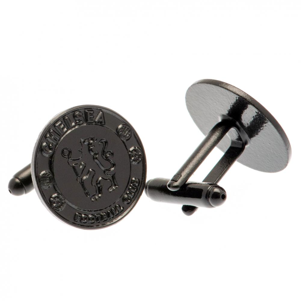Stylish Black Stainless Steel Chelsea FC Crest Cufflinks
