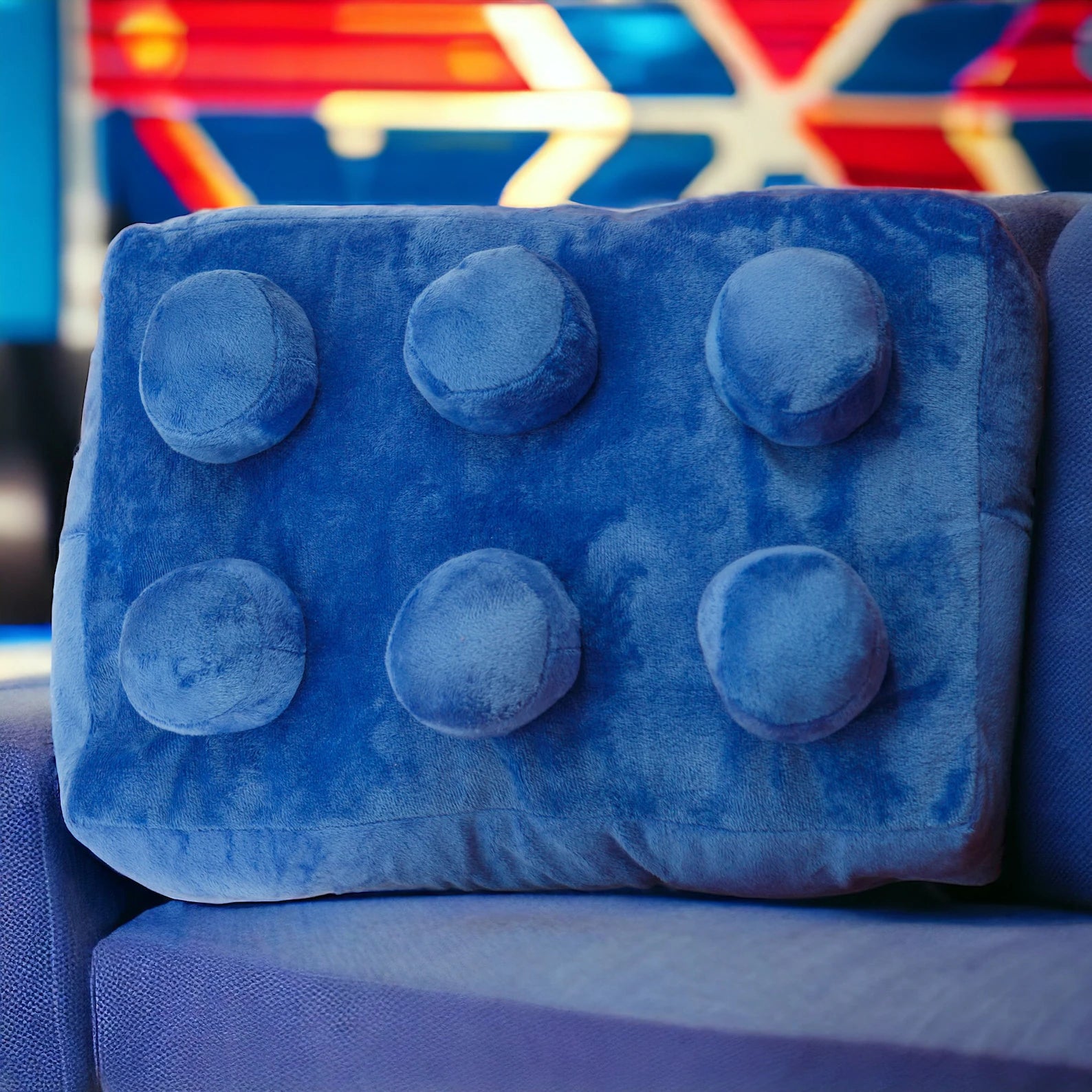 Personalizable Blue Vintage Building Brick Style Cushion