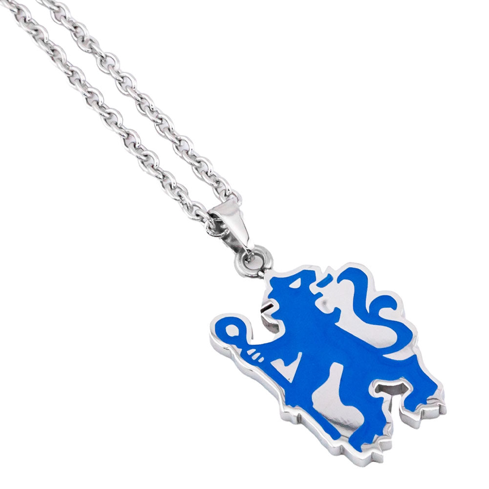 Chelsea Football Club Enamel Color Lion-Shaped Stainless Steel Pendant with Ball Chain