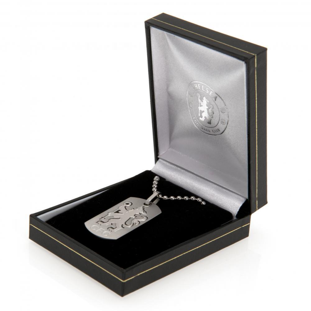 Chelsea FC Engraved Lion Design Stainless Steel Dog Tag with Ball Chain