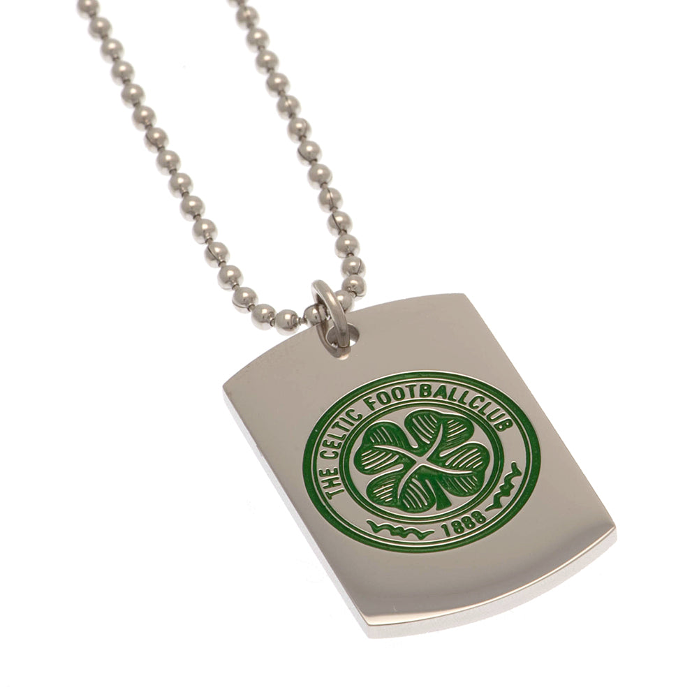 Celtic Football Club Enameled Crest Stainless Steel Dog Tag with Ball Chain for Pets