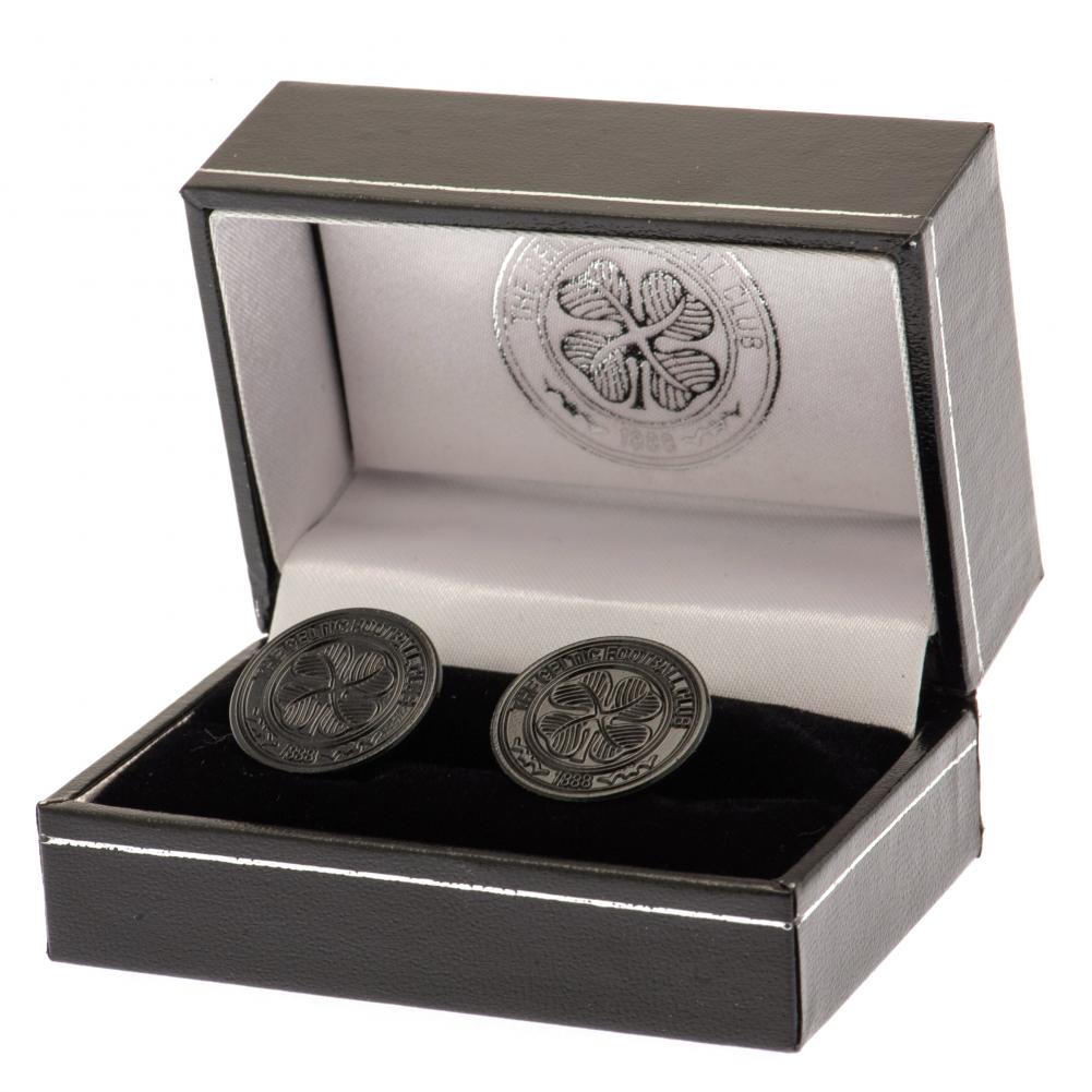 Stylish Black Celtic FC Crest Stainless Steel Cufflinks