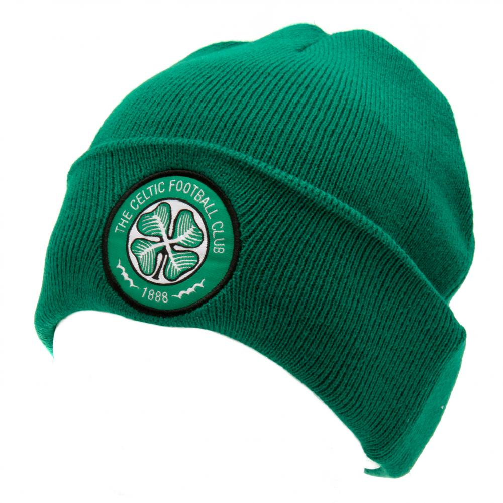 Celtic FC Embroidered Green Knit Beanie with Turn - Up Cuff