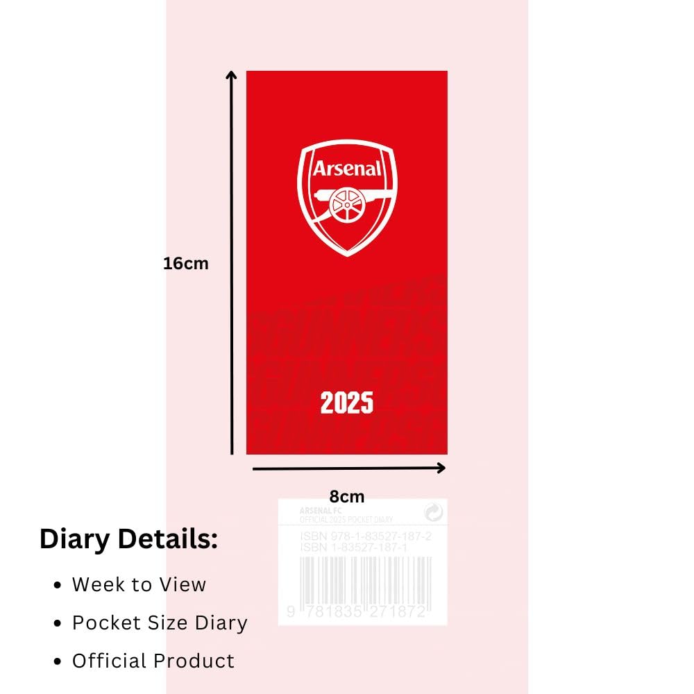 2025 Arsenal Football Club Slim Weekly View Diary