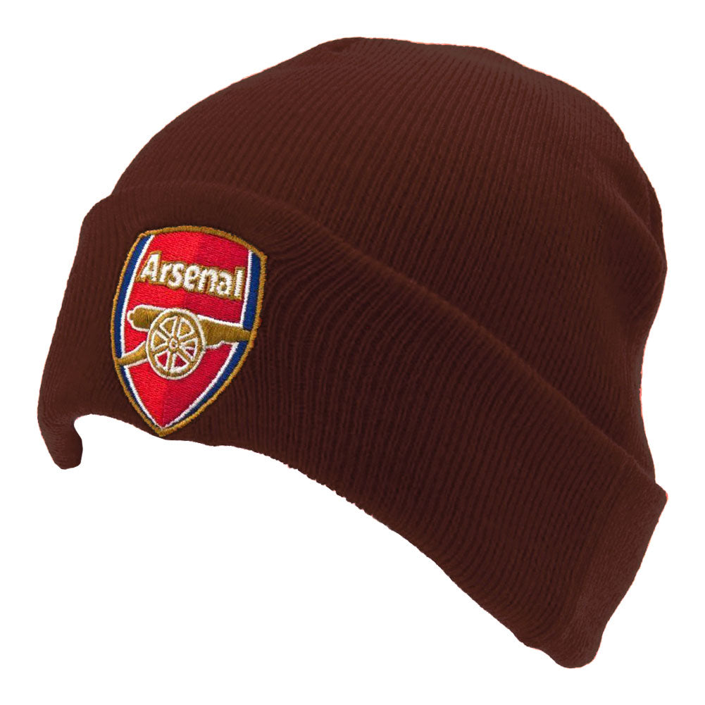 Arsenal Football Club Dark Maroon Knitted Cuff Beanie Hat for All Sizes