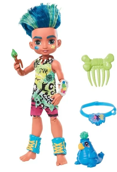 Cave Club Collectible Slate Doll with Dinosaur Adventure Set