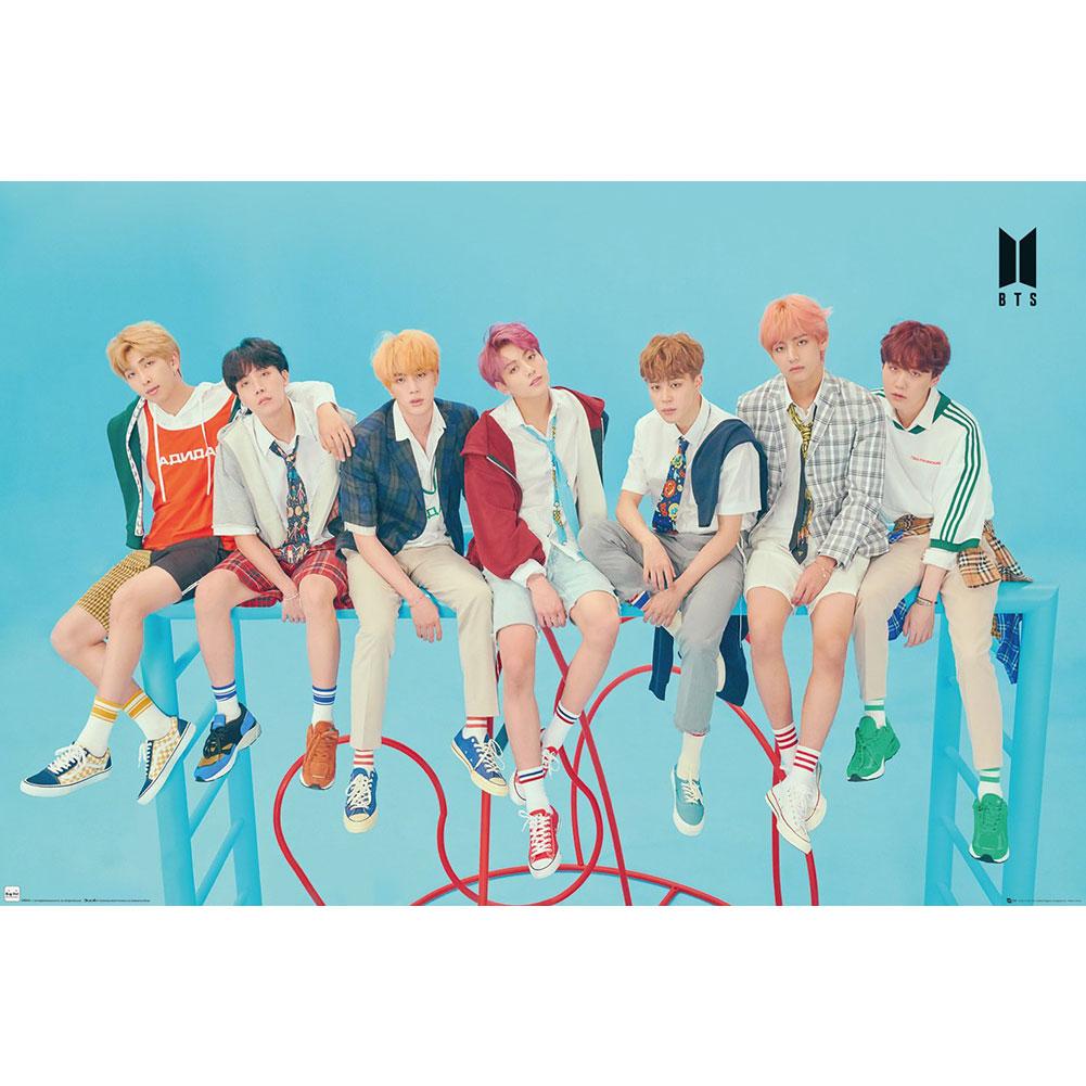 Blue Background BTS Maxi Rolled Poster with High - Resolution Artwork