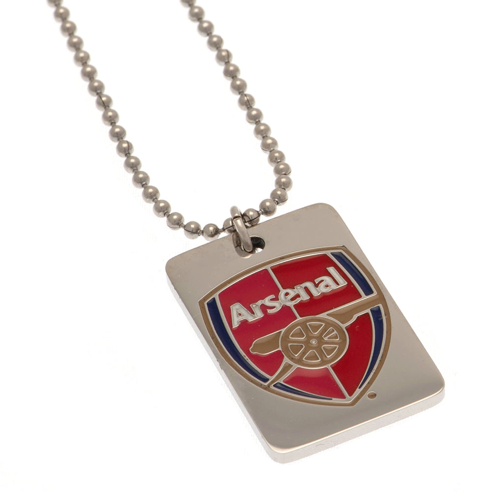 Arsenal FC Enameled Crest Stainless Steel Dog Tag with Ball Chain