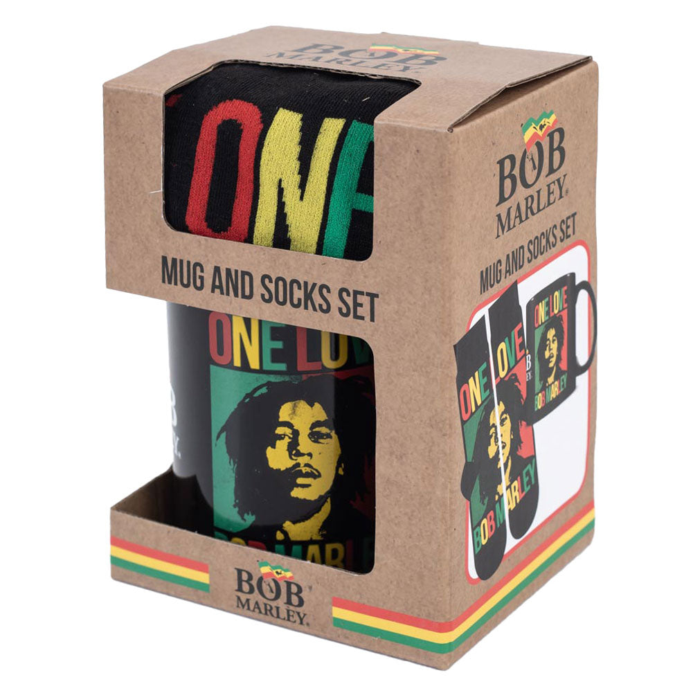 Bob Marley Themed Black Mug and Sock Gift Set for Peaceful Mornings