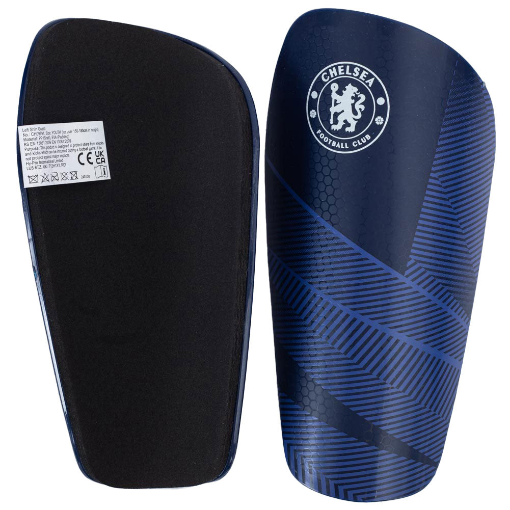 Youth Chelsea FC Blue Fuse Slip-in Shin Pads with White Crest