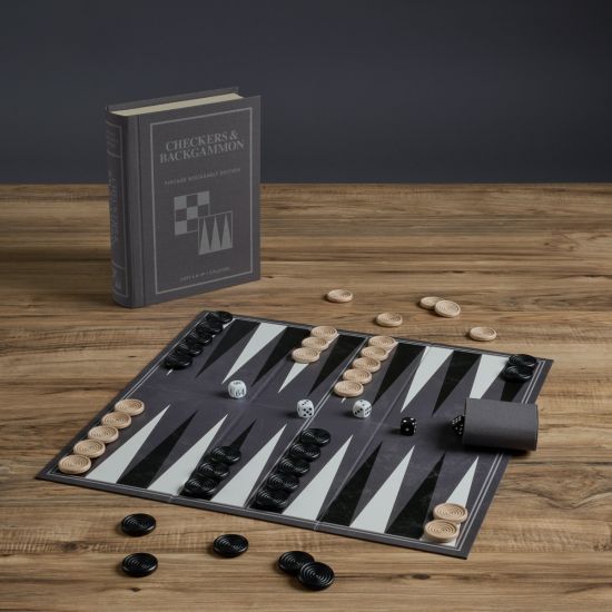 Vintage Bookshelf Edition of Classic Checkers and Backgammon Games