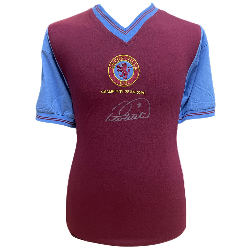 Authentic Aston Villa Football Club 1982 Replica Shirt Personally Hand - Signed by Peter Withe