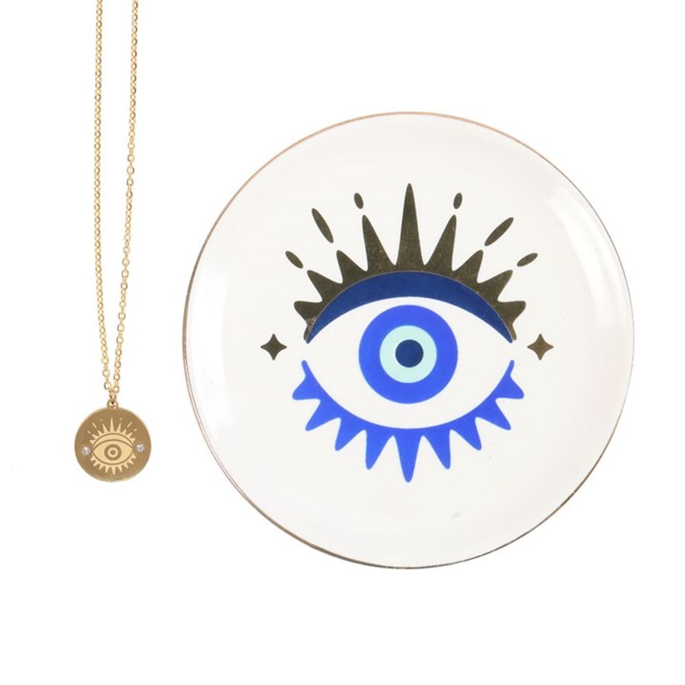 Enchanting All Seeing Eye Necklace and Matching Dish Gift Set