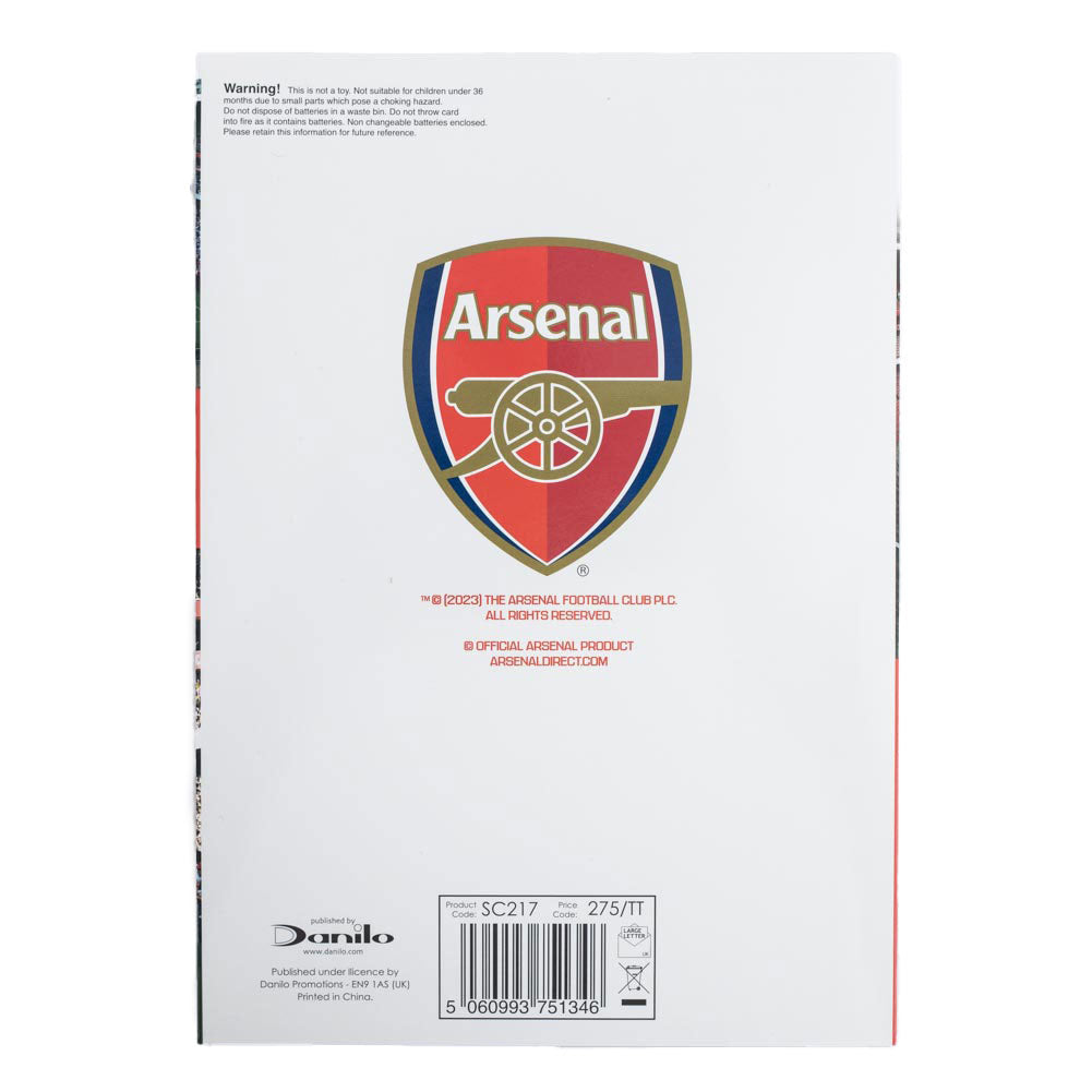 Arsenal FC Red Glossy Musical Birthday Card for True Gunners
