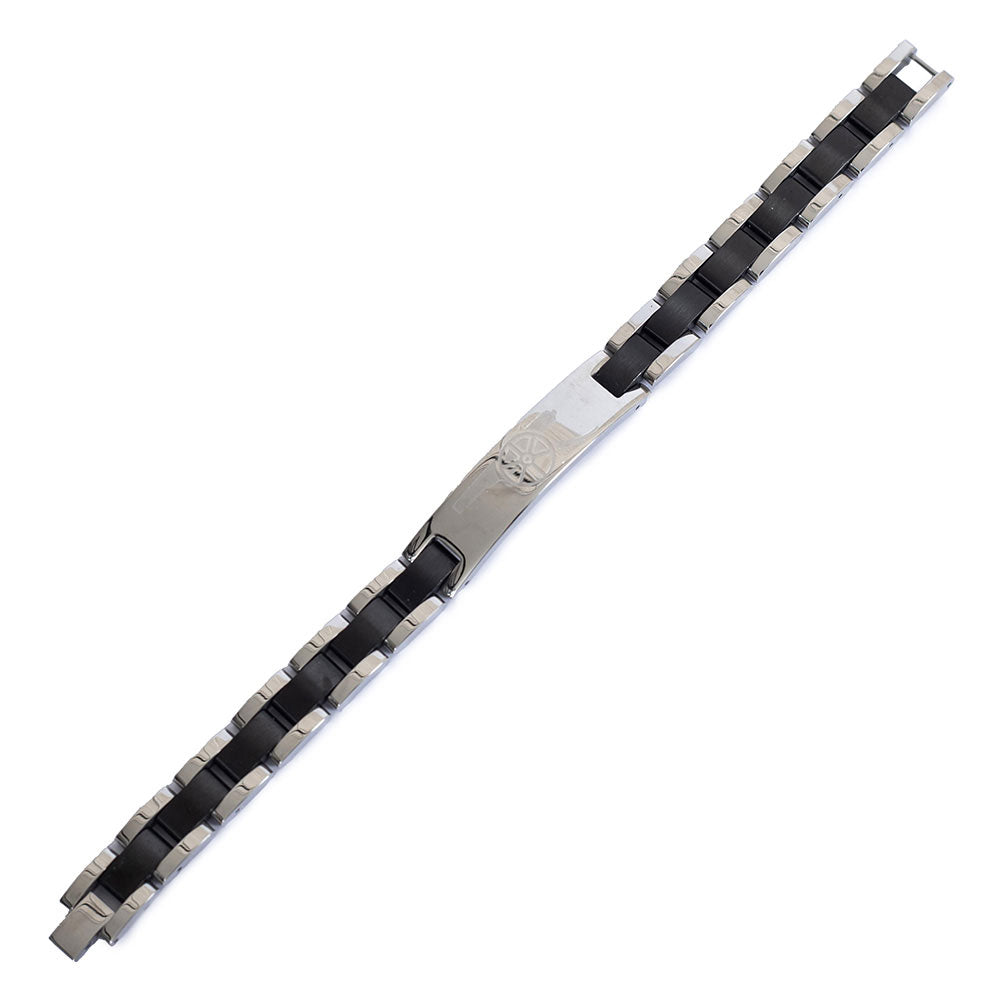 Stainless Steel Arsenal FC Black Inlay Link Bracelet for Fans