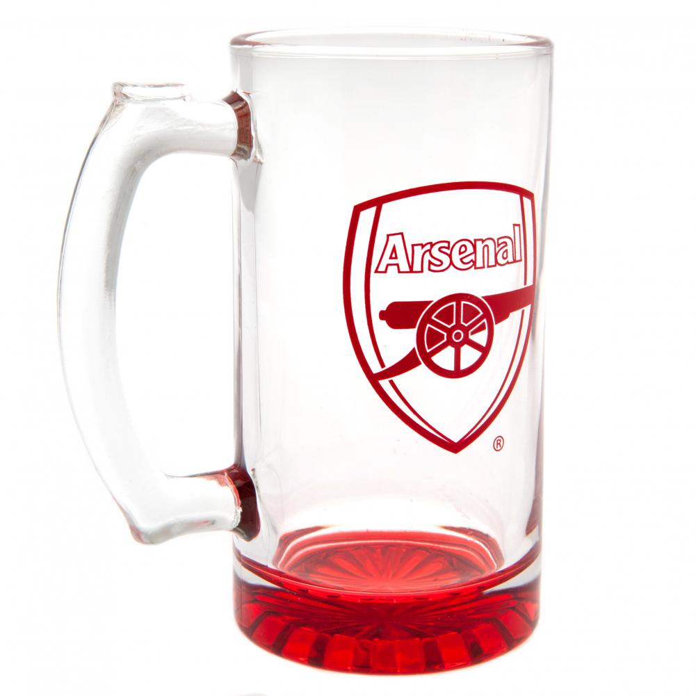 Arsenal FC Red Base Glass Stein Tankard with Club Crest