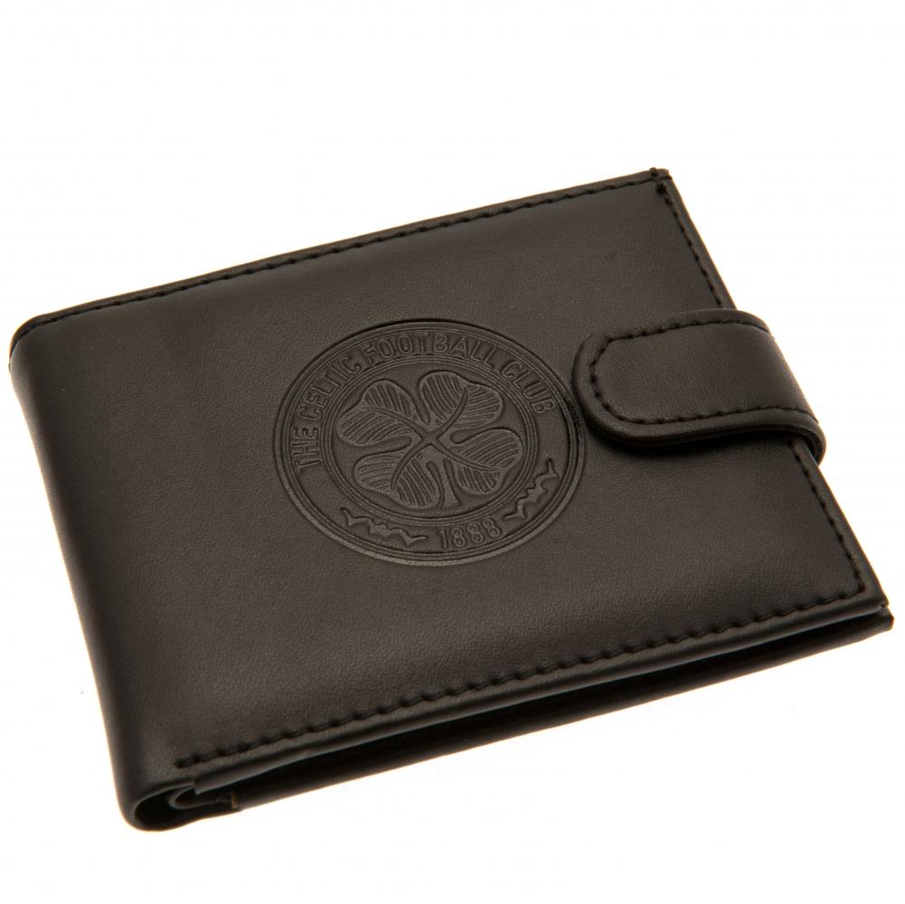 Black Leather Celtic FC RFID-Protected Wallet with Club Crest