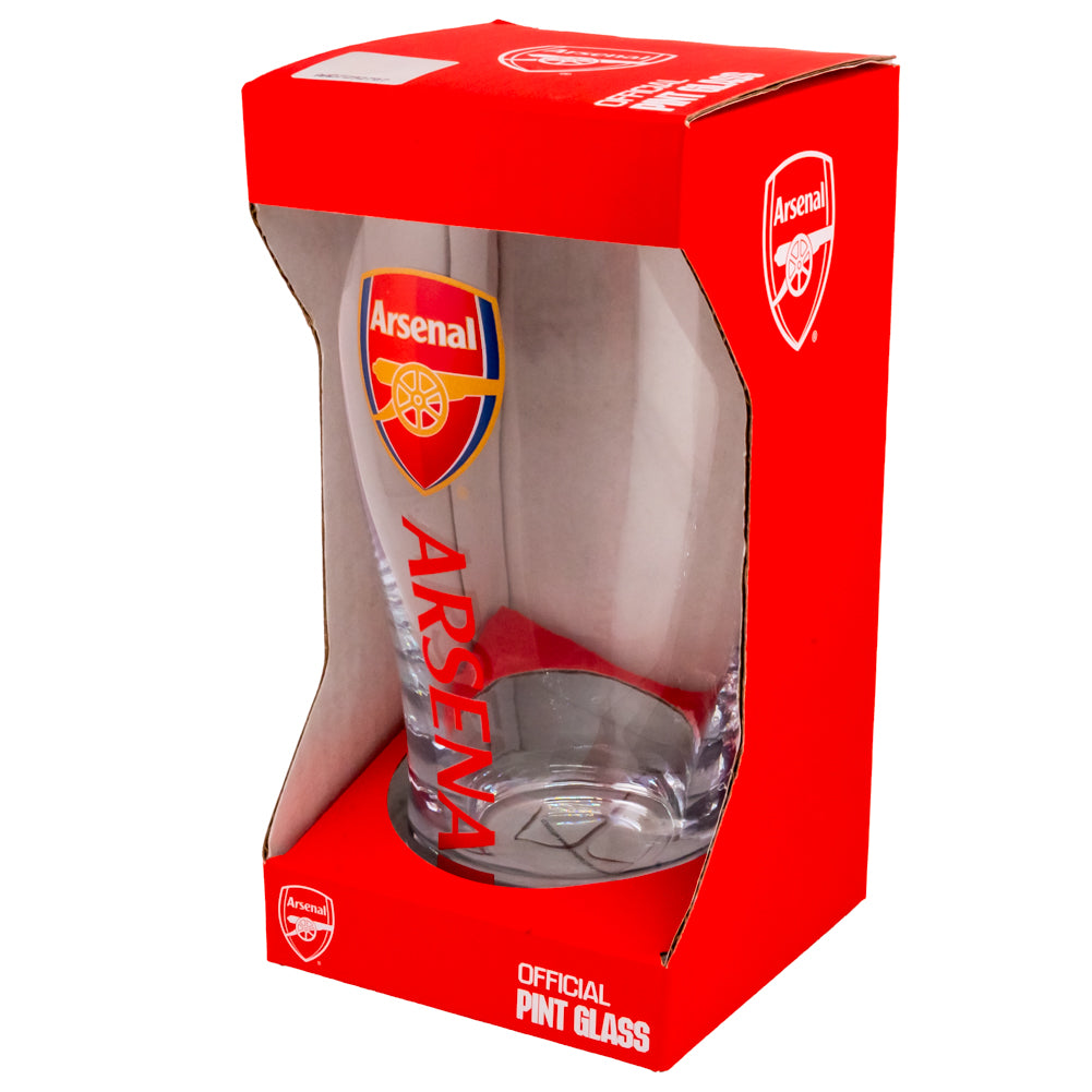 Stylish Arsenal FC Red Text and Crest Tulip - Shaped Pint Glass