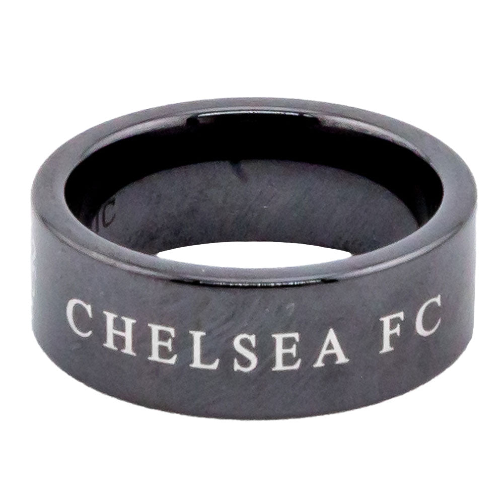 Small Black Ceramic Ring with Chelsea FC Lion and Text