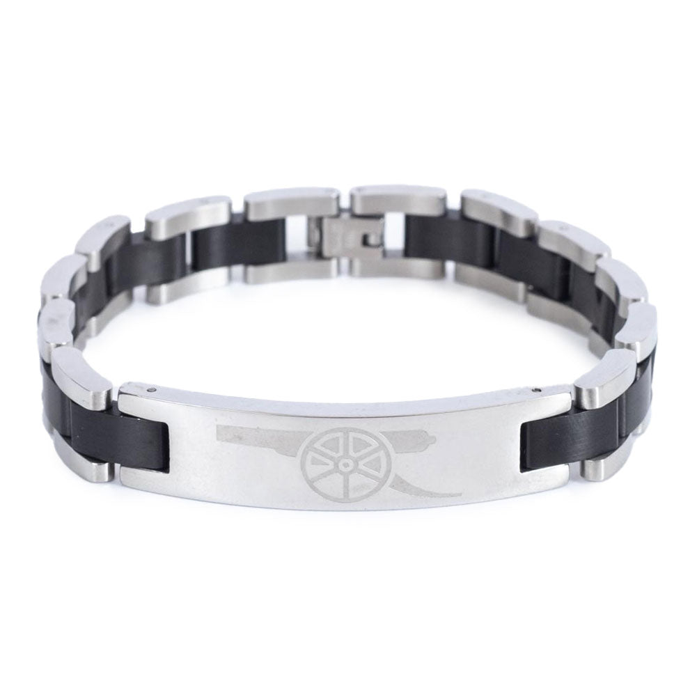 Stainless Steel Arsenal FC Black Inlay Link Bracelet for Fans
