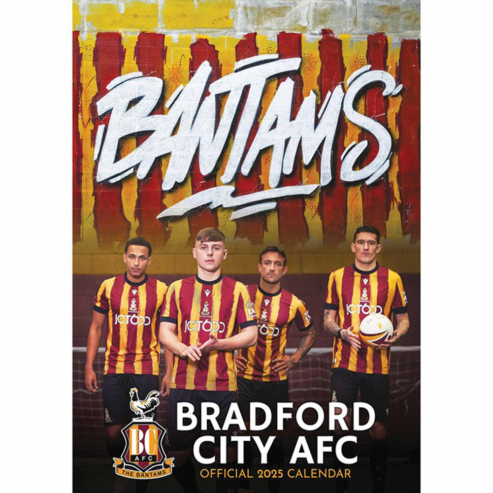 Bradford City Football Club Official A3 Wall Calendar for the Year 2025