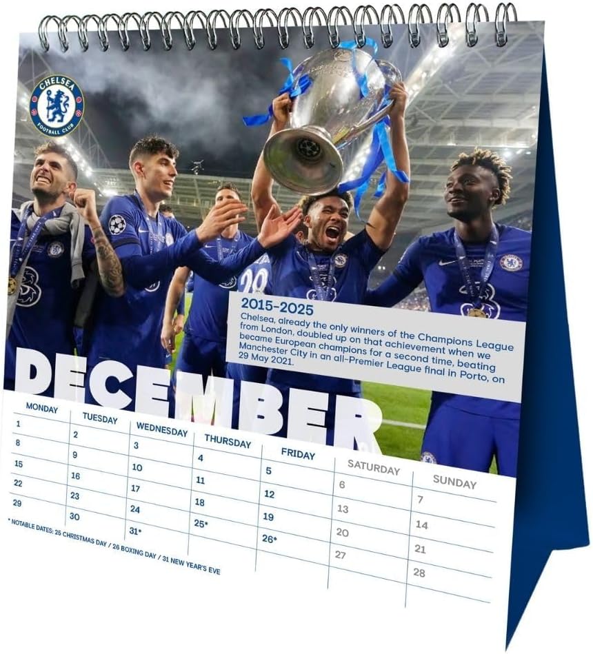 Chelsea Football Club 2025 Desktop Easel Calendar - Special Edition Commemorating Since 1905