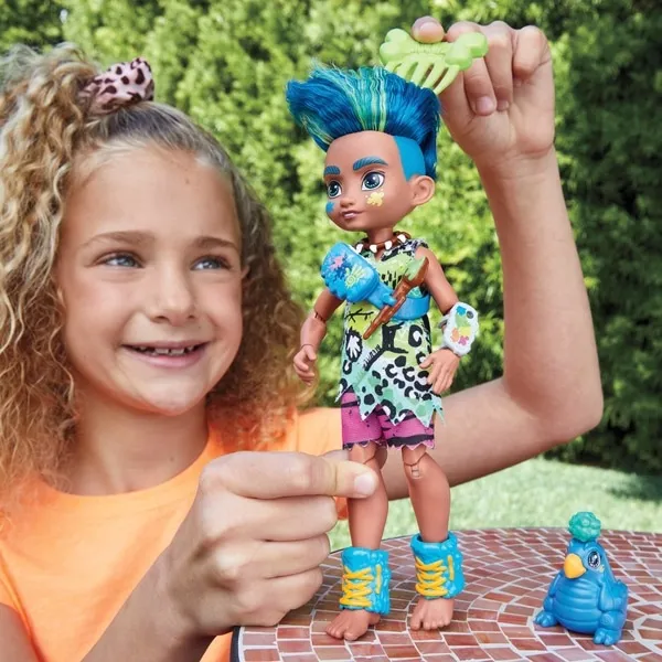 Cave Club Collectible Slate Doll with Dinosaur Adventure Set