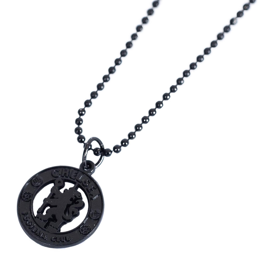 Chelsea Football Club Black Coated Pendant with Ball Chain Necklace