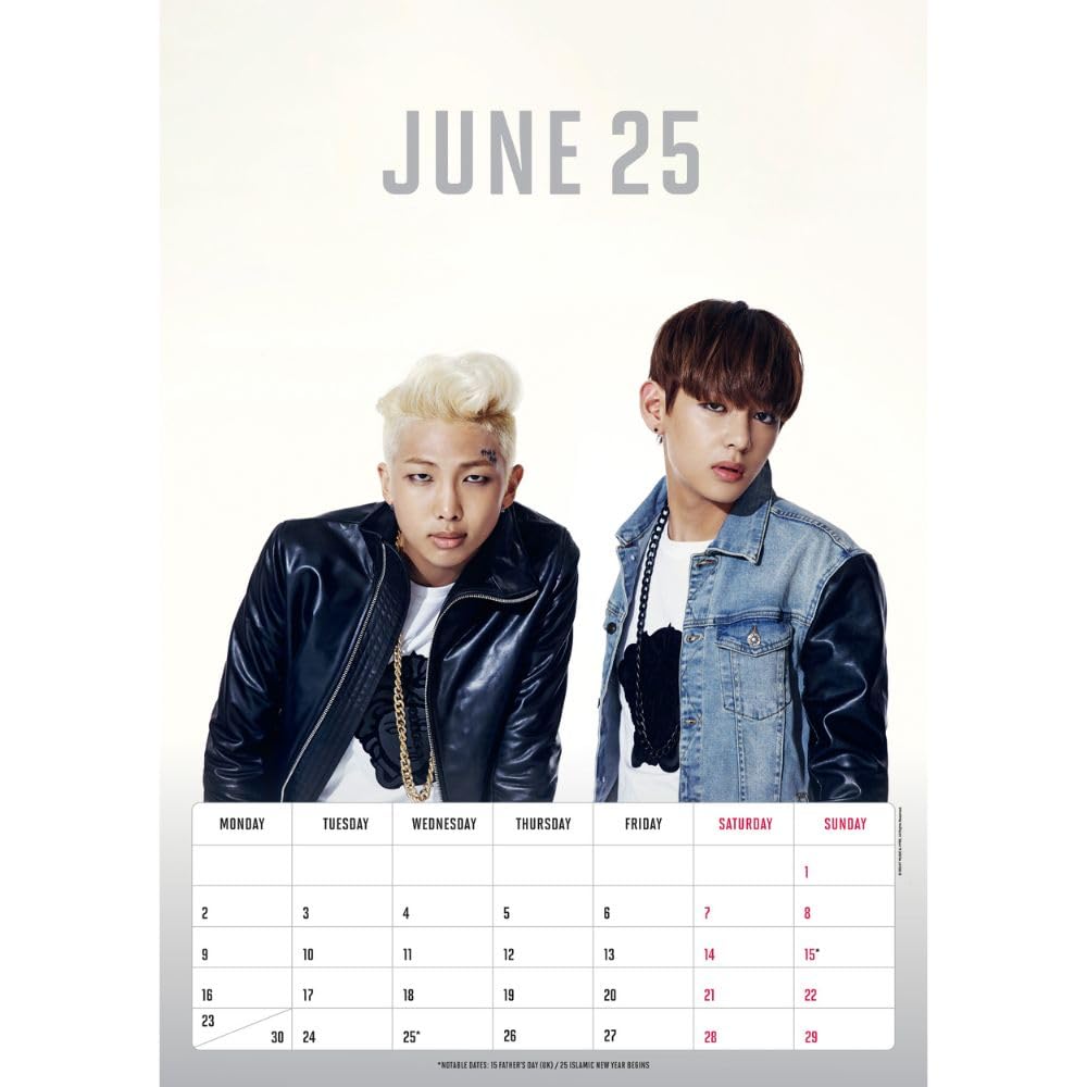 2025 A3 Wall Calendar Showcasing Popular Boy Band BTS Members