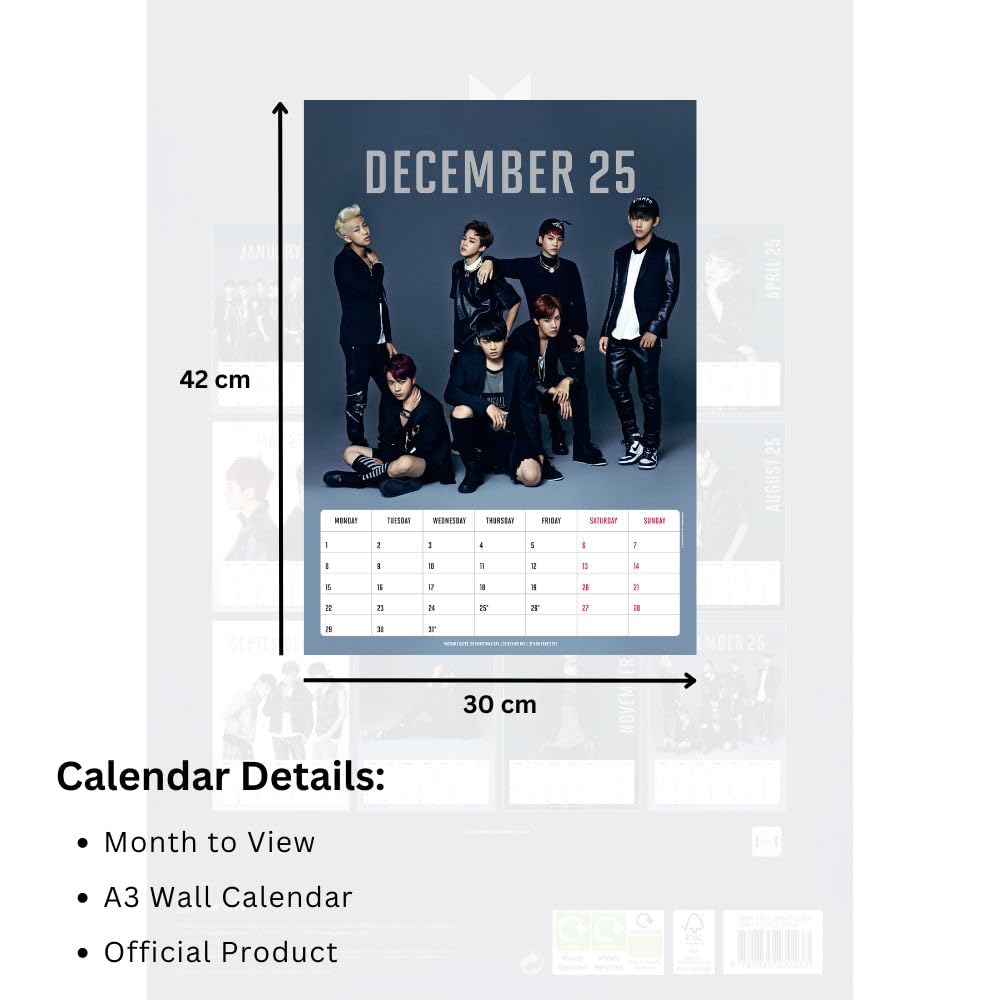 2025 A3 Wall Calendar Showcasing Popular Boy Band BTS Members