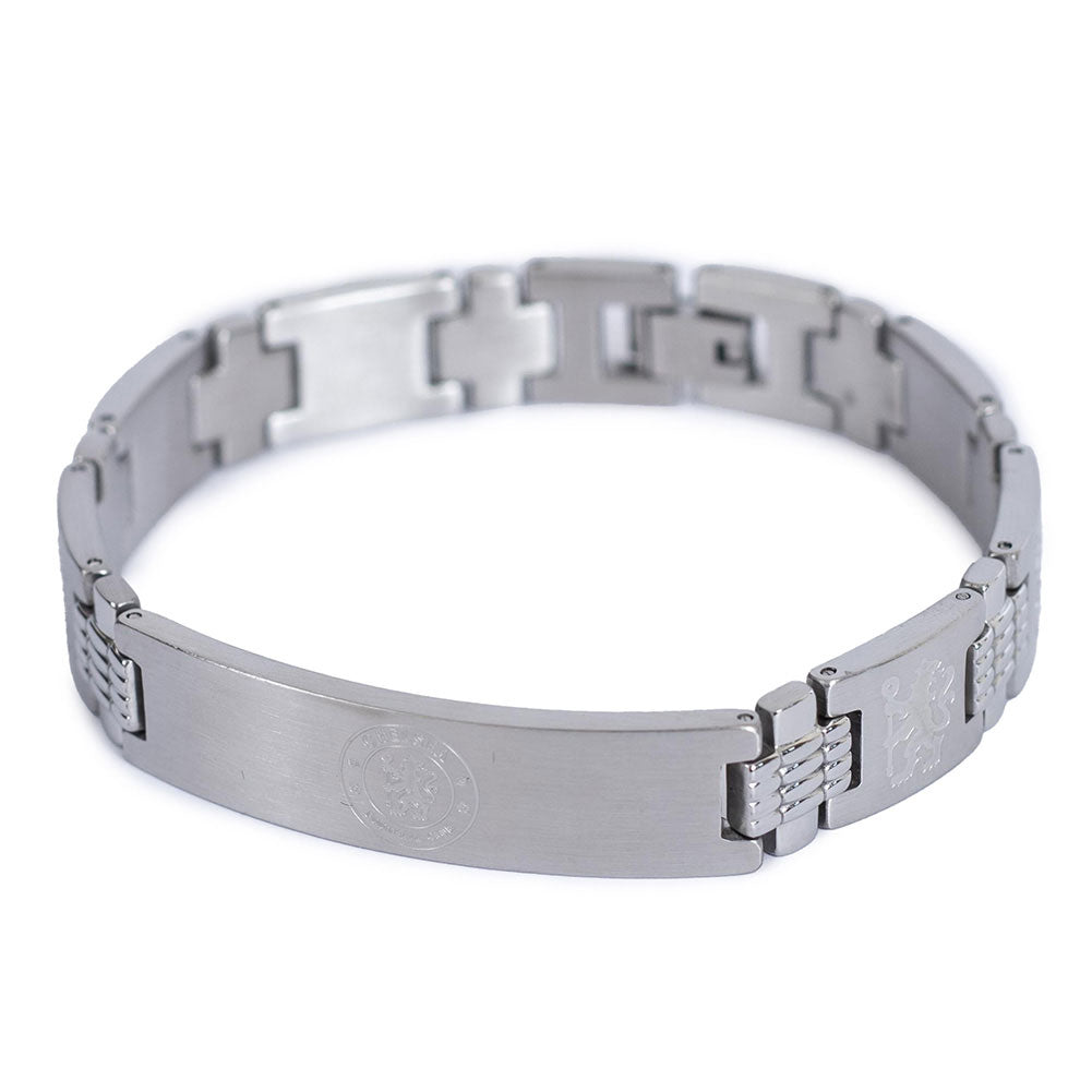 Chelsea Football Club Stainless Steel Lion - Engraved Link Bracelet for Fans
