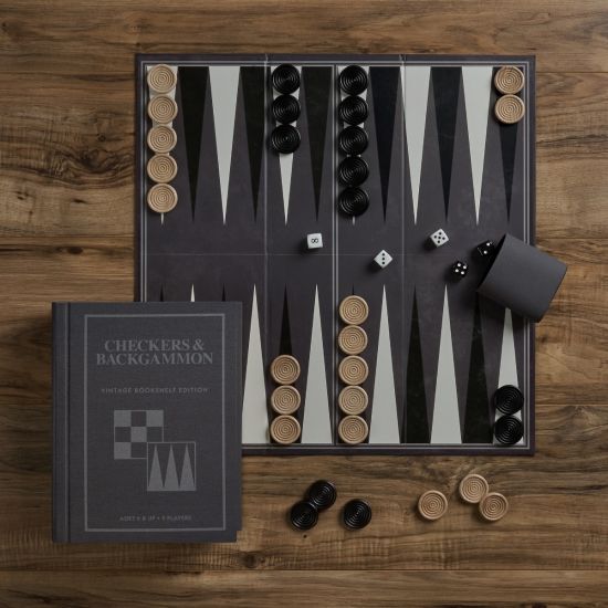 Vintage Bookshelf Edition of Classic Checkers and Backgammon Games