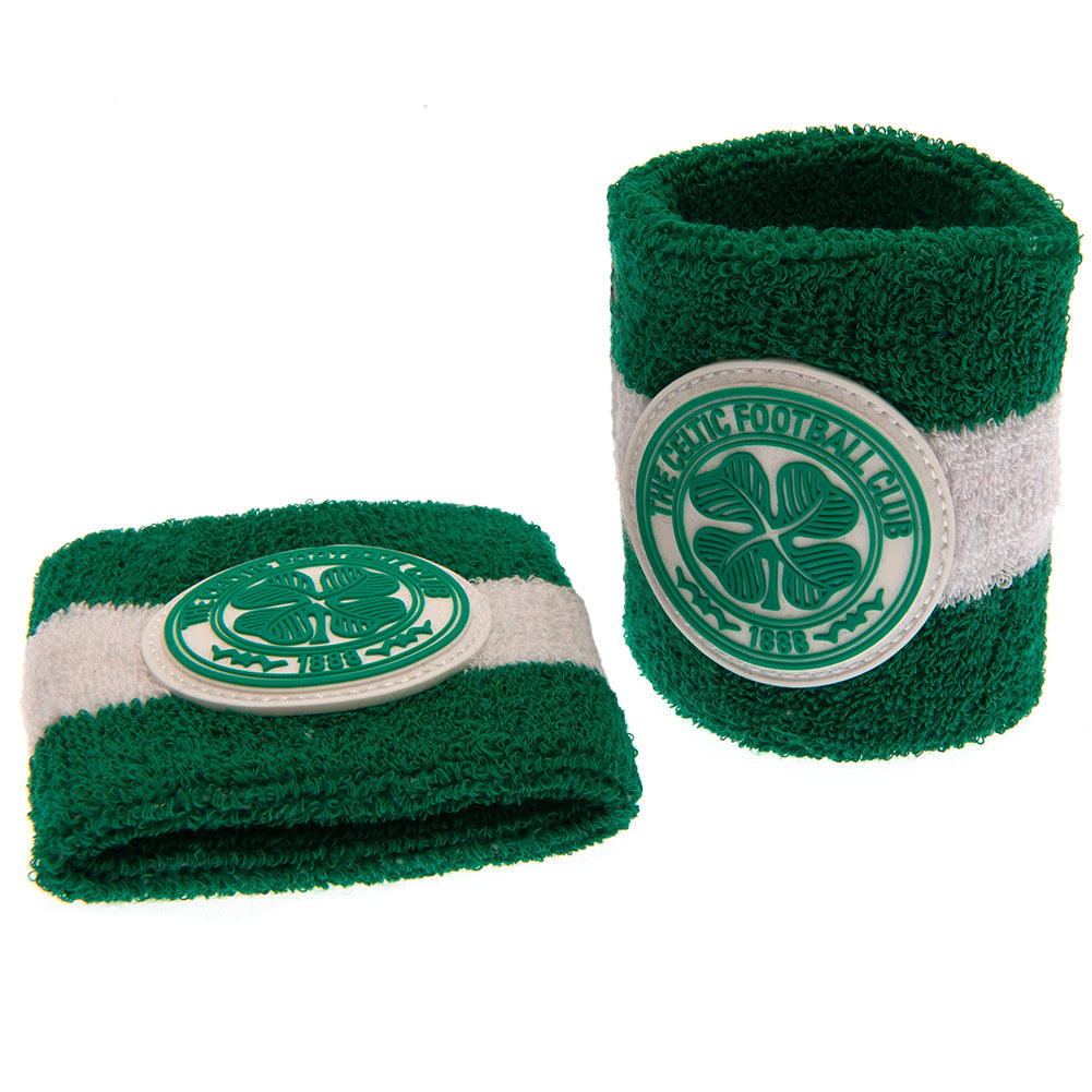 Soft Cotton Celtic FC Sweat Wristbands - Pack of 2 with Club Crest