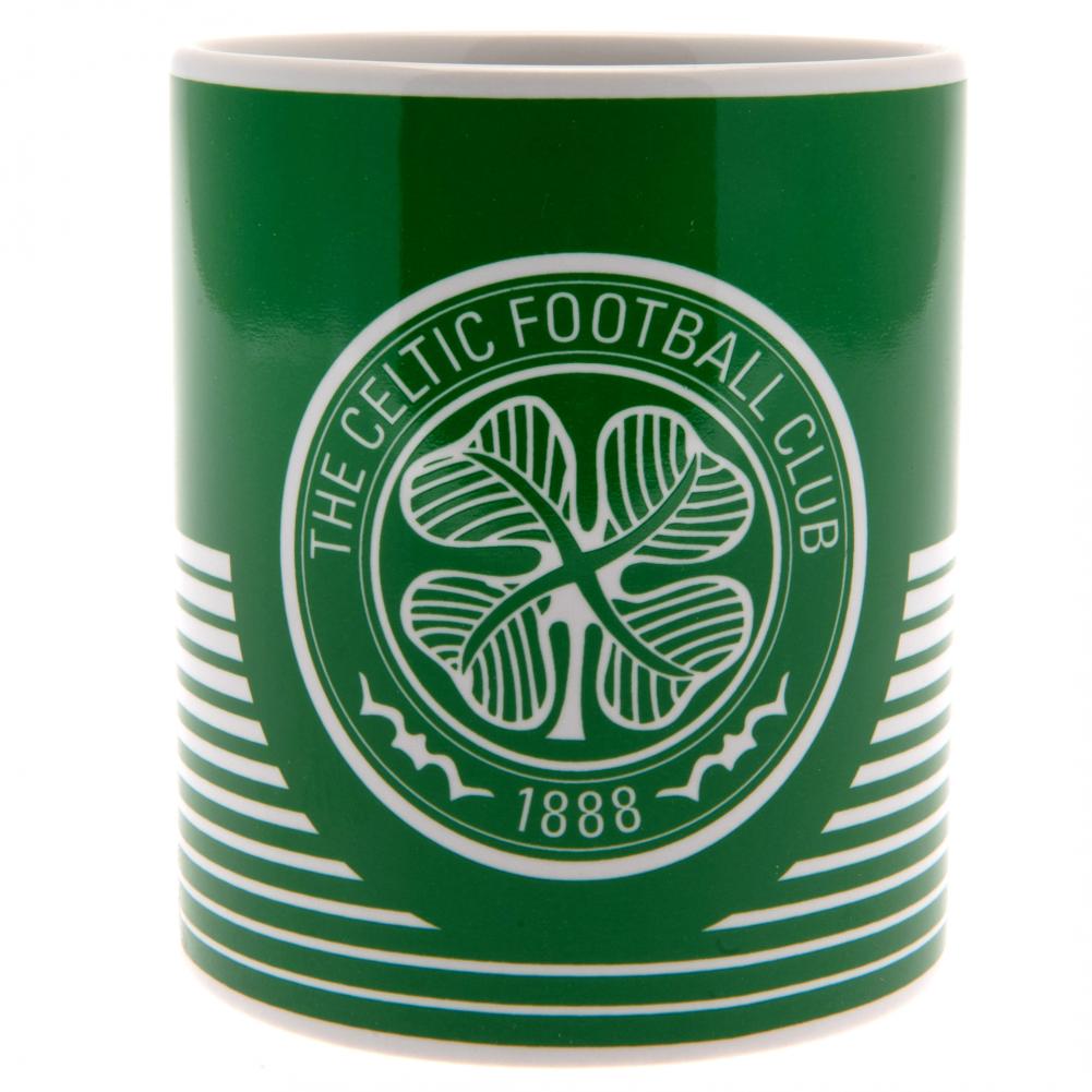 Green and White Celtic FC Linea Ceramic Coffee Mug with Club Crest